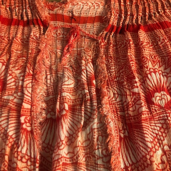 Free People  size small coral print top with open back sleeveless gauzy top - Picture 11 of 16